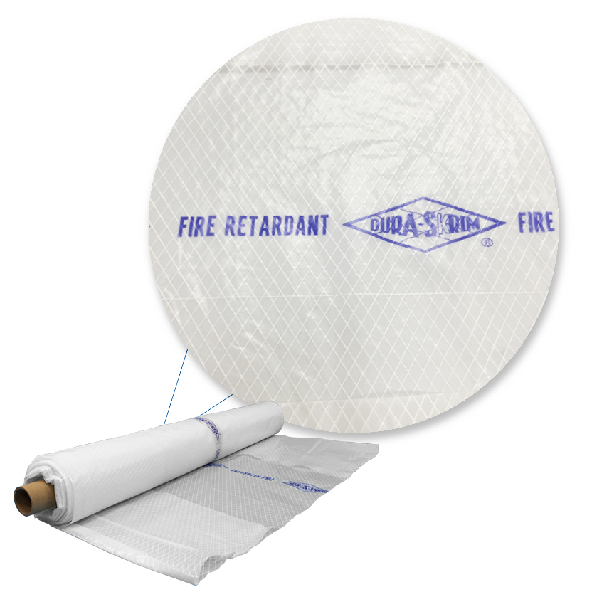 Rip Proof Poly Sheeting, Fire Retardant, 10ft x 100ft, White, Roll, FRW10100